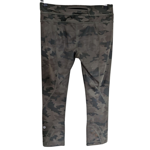Lululemon Run: Inspire Crop II Womens 4 Active Run Yoga Ahtleisure Camo Green - Picture 4 of 15